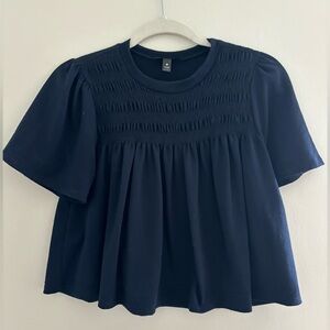 Aqua Women’s Navy Blue Crew Neck Top